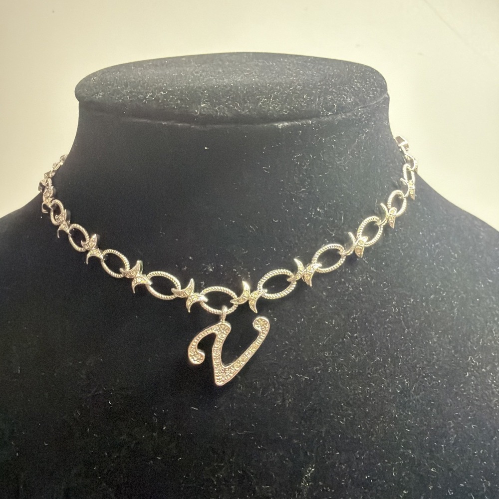 Silver Tone Sparkle CZ Choker 16.5” Necklace Adjustable Statement Jewelry